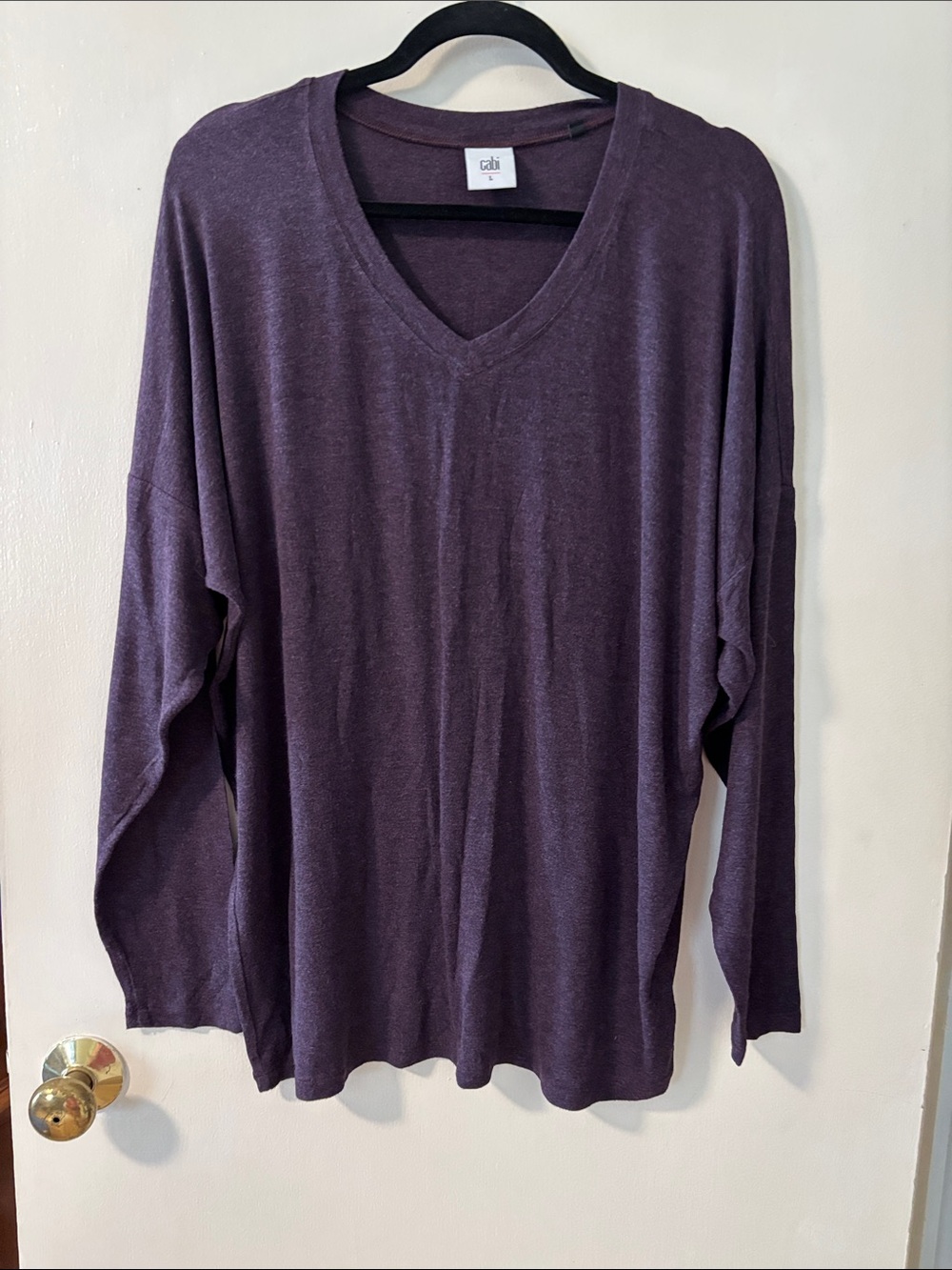 CAbi Deep Plum V-Neck Lightweight Pullover Tee